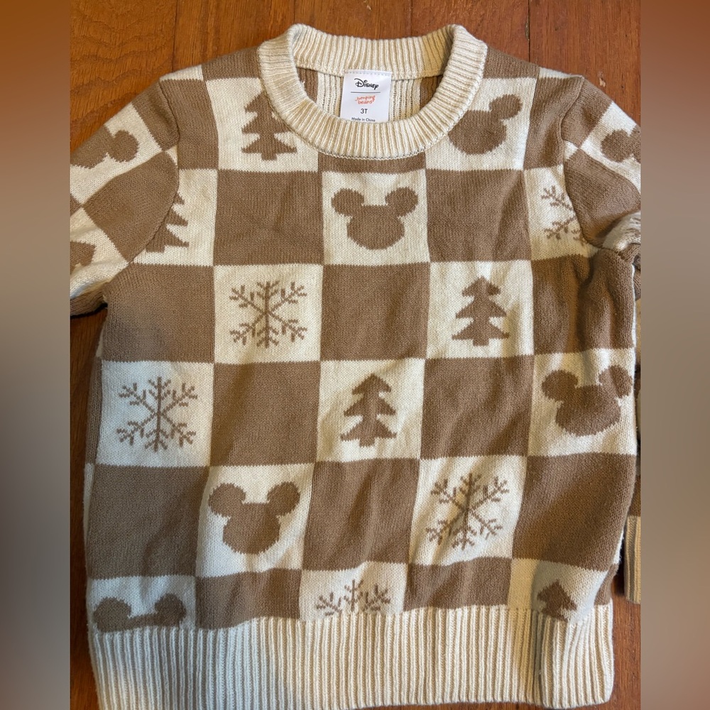 Disney Kids Mickey Mouse Sweater Trio - Gray, Cream, Green - Picture 2 of 7